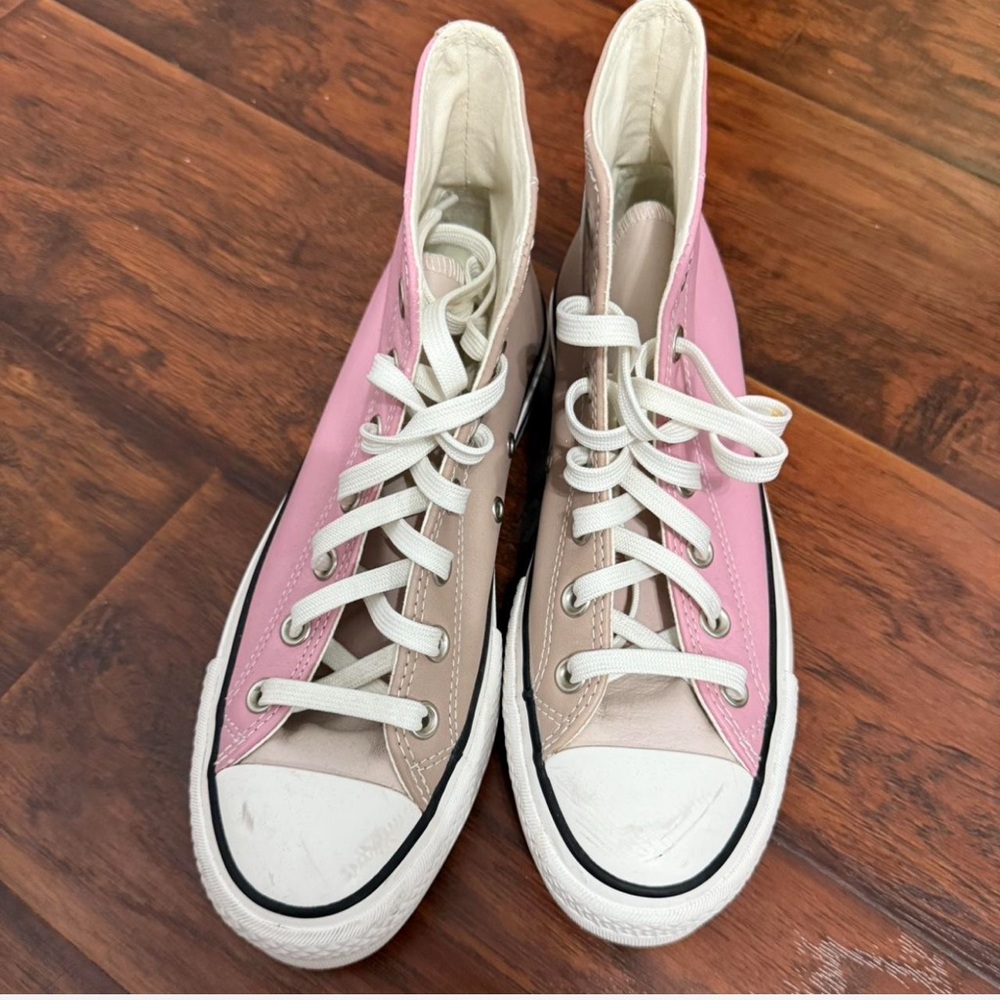 Converse Pink and Beige High-Top Sneakers